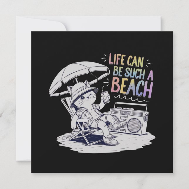 Convite A vida pode ser uma praia: divertida e vida relaxa (Frente)
