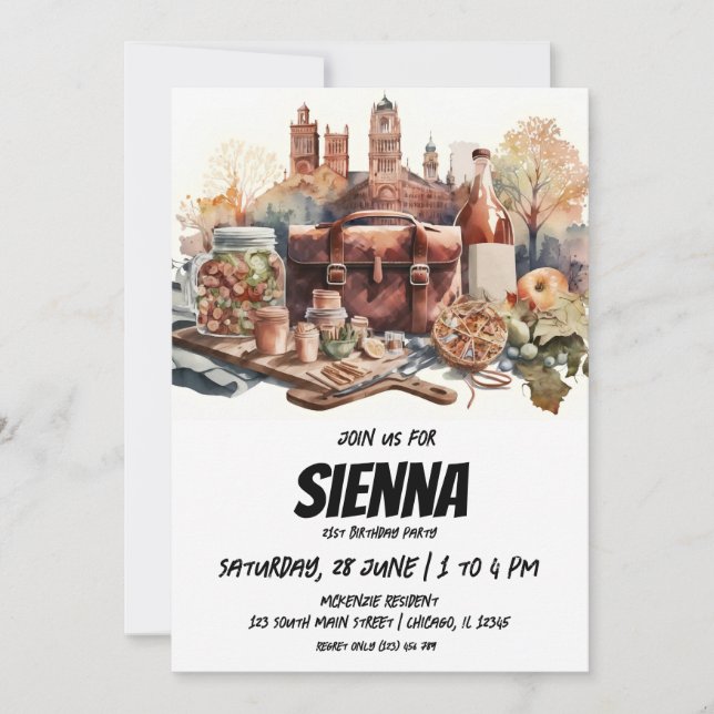 Convite à vista de castelo Picnic de Verão (Frente)