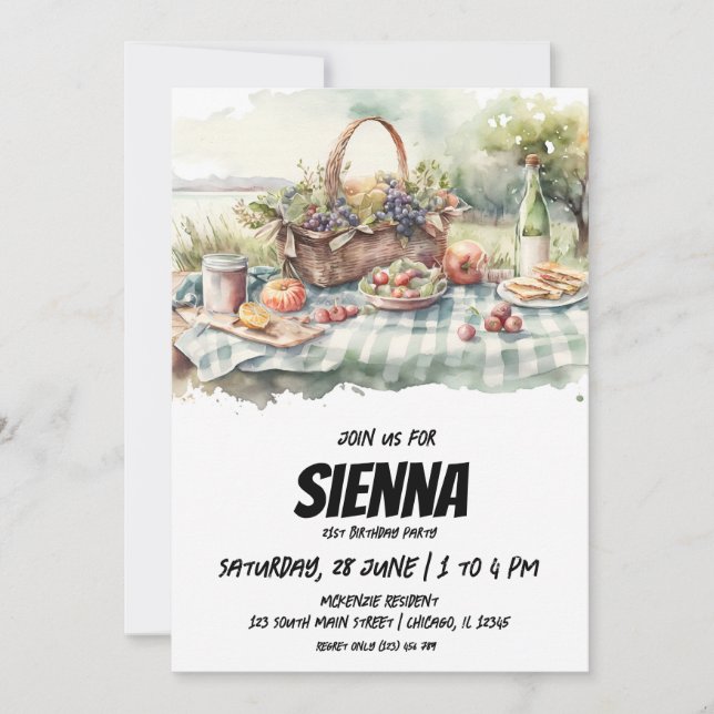Convite à vista de fazendas de Picnic de Verão (Frente)