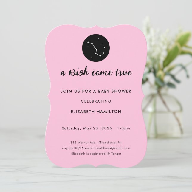 Convite A Wish Come True Big Dipper Baby Shower Invitation (Em pé/Frente)