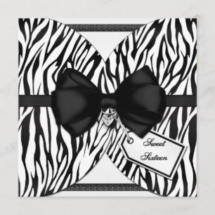 Convite A zebra branca preta convida a fita & o arco