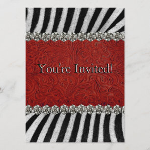 Convite A zebra listra o partido de couro vermelho dos