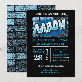 Convite Aaron Seu Nome De Grafite Brick Wall Bar Mitzvah