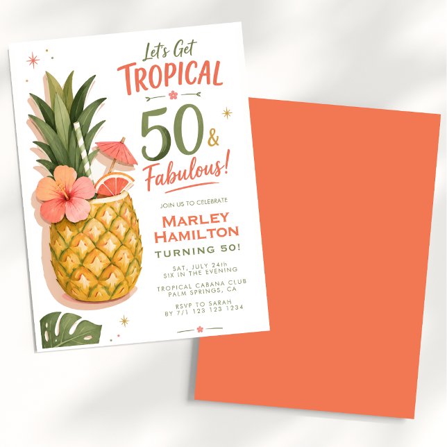 Convite Abacaxi Tropical 50 e Fabuloso (Criador carregado)