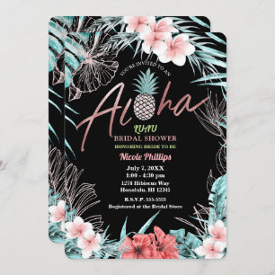 Convite Abacaxi tropical Dourado cor-de-rosa Aloha Luau