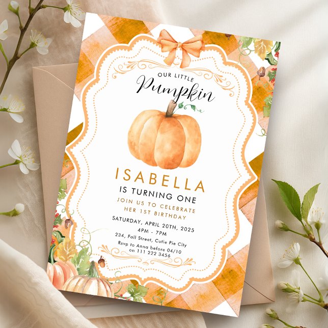 Convite Abaixe a abóbora 1 rua segundo 3° aniversário do 5 (Pumpkin Fall First 1st 2nd 3rd 4th 5th Birthday Invitation)