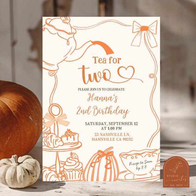 Convite Abaixe a palheta laranja-escrivada Mão desenhada p (Criador carregado)