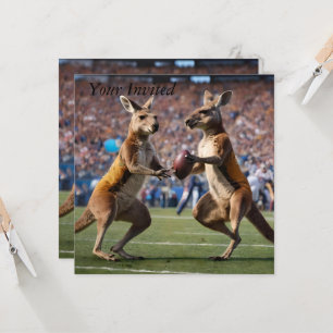 Convite "Abaixo Em Ação: Kangaroos Jogando Regras Aussie