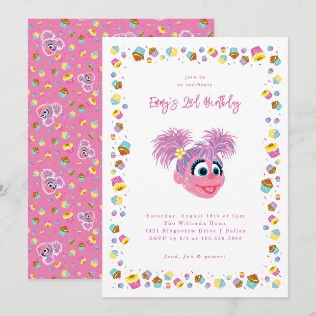 Convite Abby Cadabby Cupcakes & Confetti Aniversário  (Frente/Verso)