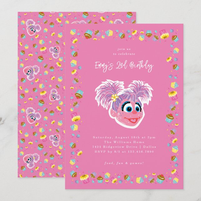 Convite Abby Cadabby Cupcakes & Confetti Birthday  (Frente/Verso)