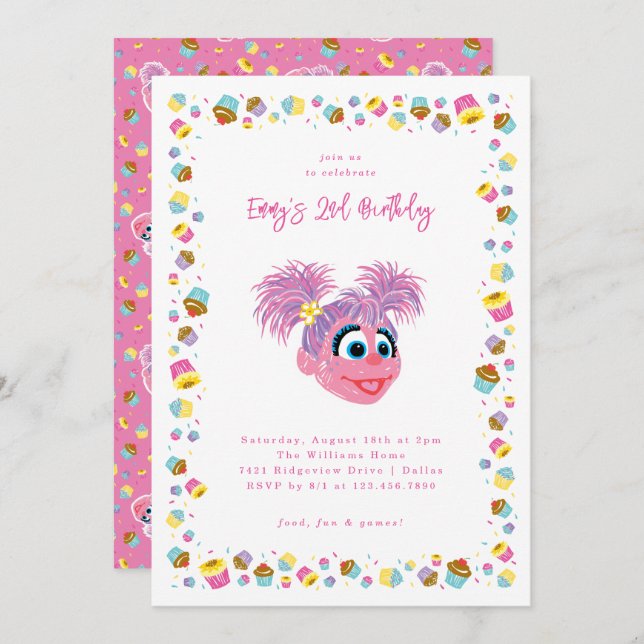 Convite Abby Cadabby Cupcakes & Confetti Birthday  (Frente/Verso)
