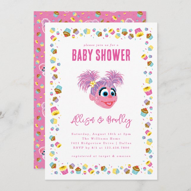 Convite Abby Cadabby Pink Baby Shower Confetti (Frente/Verso)