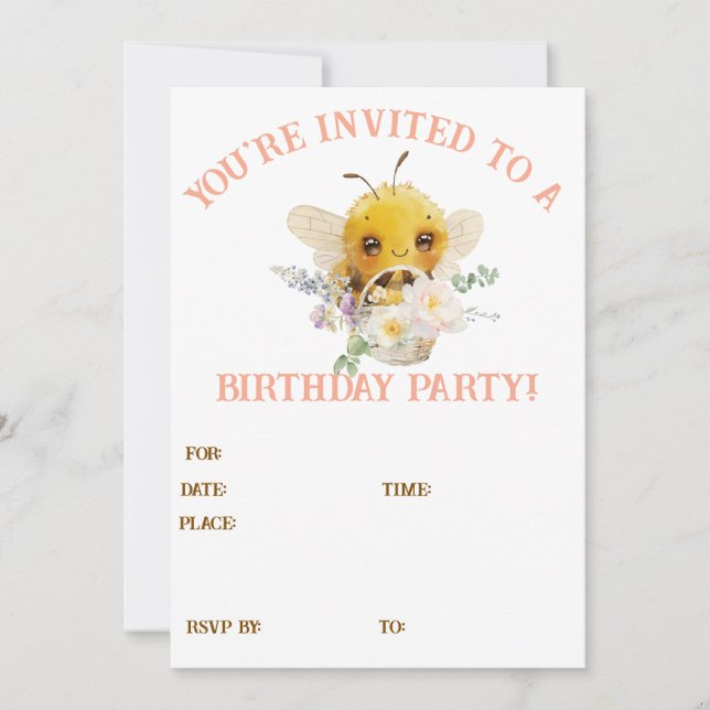 Convite Abelha Adorável (Frente)