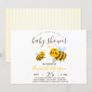 Convite Abelha Bumble Doce,Chá de fraldas Stripes