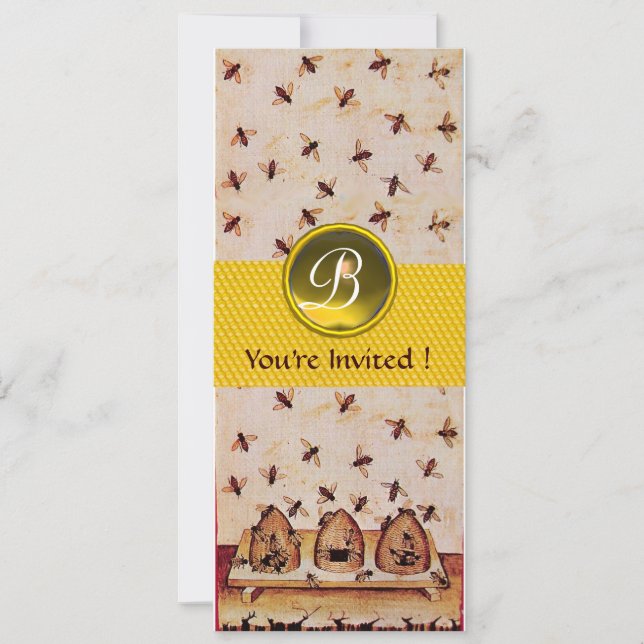 Convite ABELHA DE MEL, Monograma de sustentação (Frente)