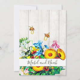 Convite Abelhas Douradas de Mel Floral Russo de Casamento