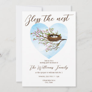 Convite Abençoa O Nest Faith Chá de fraldas Nesting Party