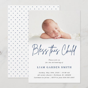 Convite Abençoe Esta Criança Manuscrita, Criança Fotogr