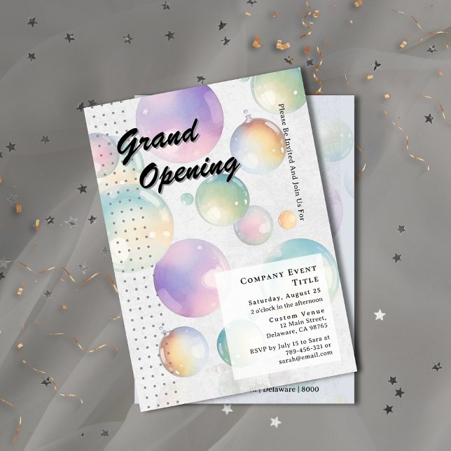 Convite Abertura em Grande Abertura de Bolhas de Aquaura (Whimsical Watercolor Aura Bubble Grand Opening Invitation)