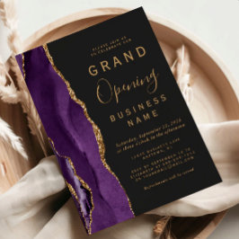 Convite Abertura Grandiosa Negócios Roxo Dourado Ágata Esc