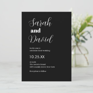 Convite Abigail Font, casamento clássico preto e branco