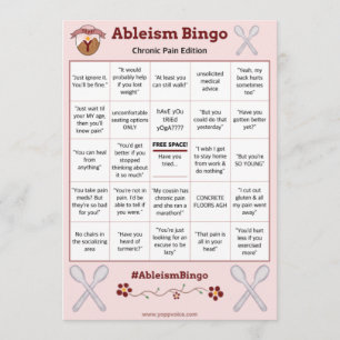 Convite Ableism Bingo Card Chronic Pain Edition