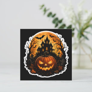 Convite 🎃 Abóbora Assombrada da Lua Sticker de Halloween