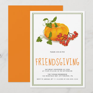 Convite Abóbora, bagas laranja costas Friendsgiving
