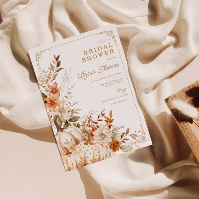 Convite Abóbora bege e Chá de panela de flores (Criador carregado)