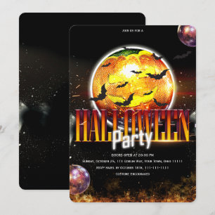 Convite Abóbora Bola de Disco Assustadora Halloween