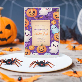 Convite Abóbora-branca Halloween Bash Laranja Roxo