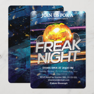 Convite Abóbora de Bola de Discoteca Noturna Assustadora F