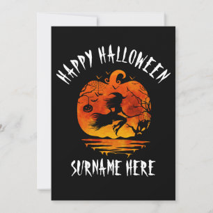CONVITE ABÓBORA DE ENCONTRO FAMILIAR FELIZ HALLOWEEN PERSO