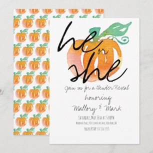 Convite Abóbora de Halloween à Mão em Aquarela Revelação d
