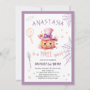 Convite Abóbora de Halloween Bebê Menina Assustadora Anive