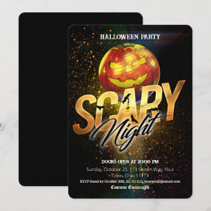 Convite Abóbora de Halloween Bola de Disco Noite Assustado