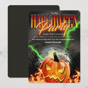 Convite Abóbora de Halloween Disco Assustador