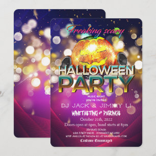 Convite Abóbora de Halloween Discoteca Assustadora