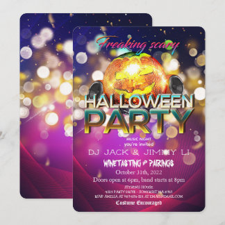 Convite Abóbora de Halloween Discoteca Assustadora
