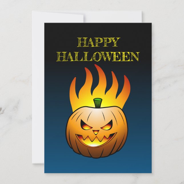 Convite Abóbora de Halloween Jack-o-lantern (Frente)