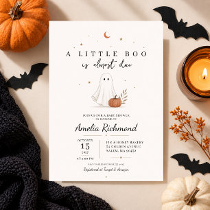 Convite Abóbora de Halloween Minimalista Quase Fofa Buu Es