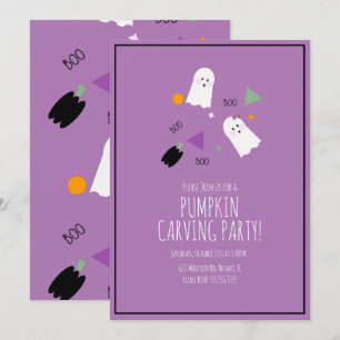 Convite Abóbora de Halloween Muito Fofo Fantasma Confete