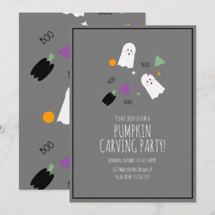 Convite Abóbora de Halloween Muito Fofo Fantasma Confete