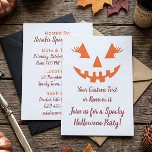 Convite Abóbora de Halloween Personalizada Feminina Jack O