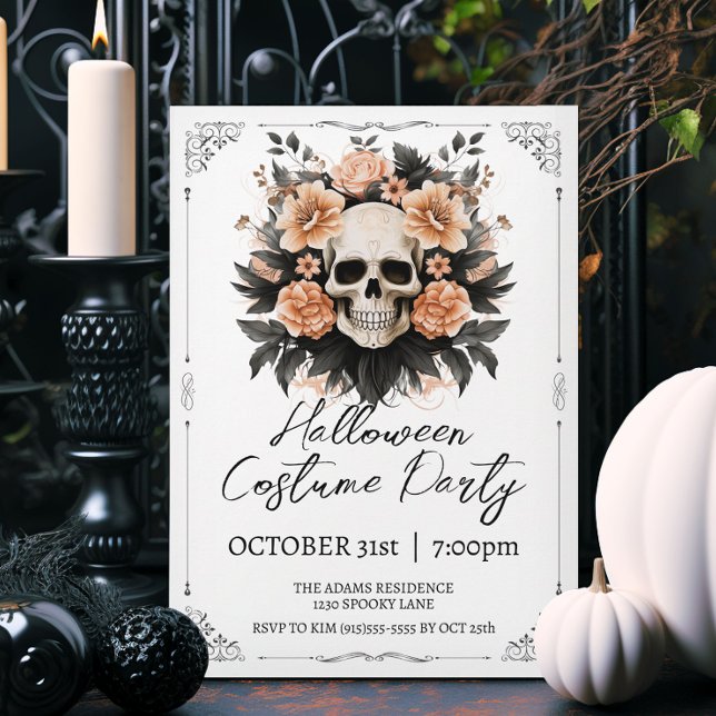 Convite Abóbora de Halloween Vintage (Elegant vintage style Halloween party invitations.)