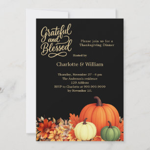 Convite Abóbora-de-laranja Janto de Ação de Graças