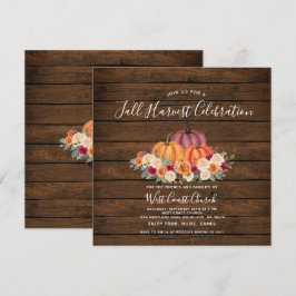 Convite Abóbora de Madeira Festa de Colheita de Outono Com