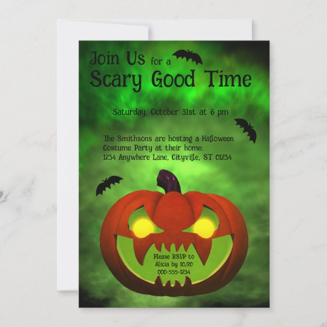 Convite Abóbora de Mau de Spookie (Frente)