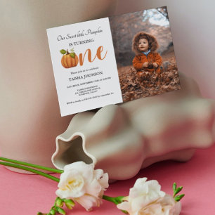 Convite Abóbora de outono primeiro festa de aniversário