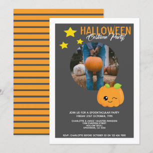 Convite Abóbora Do Festa De Halloween E Estrelas Personali